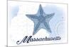 Massachusetts - Starfish - Blue - Coastal Icon-Lantern Press-Mounted Premium Giclee Print