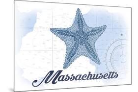 Massachusetts - Starfish - Blue - Coastal Icon-Lantern Press-Mounted Premium Giclee Print