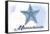 Massachusetts - Starfish - Blue - Coastal Icon-Lantern Press-Framed Stretched Canvas