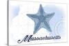 Massachusetts - Starfish - Blue - Coastal Icon-Lantern Press-Stretched Canvas