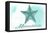 Massachusetts - Starfish - Teal - Coastal Icon-Lantern Press-Framed Stretched Canvas