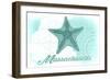 Massachusetts - Starfish - Teal - Coastal Icon-Lantern Press-Framed Art Print