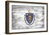 Massachusetts State Flag - Barnwood Painting-Lantern Press-Framed Art Print