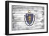 Massachusetts State Flag - Barnwood Painting-Lantern Press-Framed Art Print