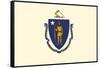 Massachusetts State Flag-Lantern Press-Framed Stretched Canvas