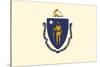 Massachusetts State Flag-Lantern Press-Stretched Canvas