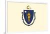 Massachusetts State Flag-Lantern Press-Framed Art Print