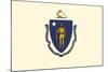 Massachusetts State Flag-Lantern Press-Mounted Art Print