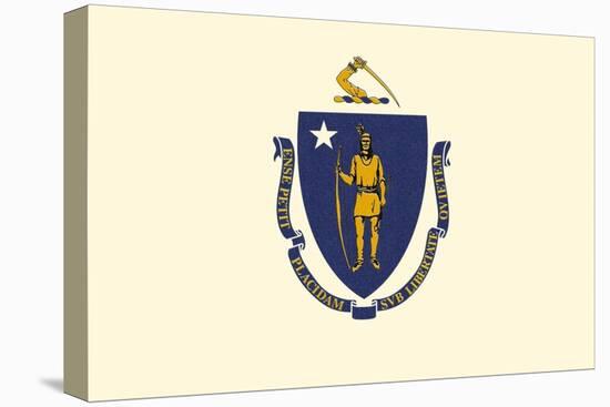 Massachusetts State Flag-Lantern Press-Stretched Canvas