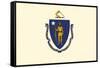 Massachusetts State Flag-Lantern Press-Framed Stretched Canvas