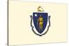 Massachusetts State Flag-Lantern Press-Stretched Canvas