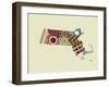 Massachusetts State Map-Lanre Adefioye-Framed Giclee Print