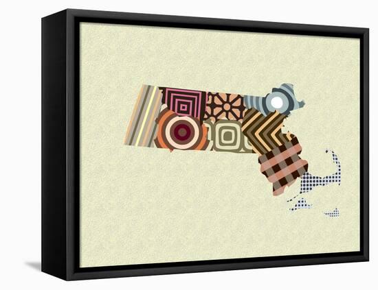 Massachusetts State Map-Lanre Adefioye-Framed Stretched Canvas