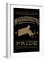 Massachusetts State Pride - Gold on Black-Lantern Press-Framed Art Print