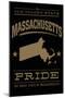 Massachusetts State Pride - Gold on Black-Lantern Press-Mounted Art Print