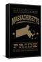 Massachusetts State Pride - Gold on Black-Lantern Press-Framed Stretched Canvas