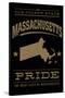 Massachusetts State Pride - Gold on Black-Lantern Press-Stretched Canvas