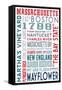 Massachusetts - Typography-Lantern Press-Framed Stretched Canvas