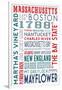 Massachusetts - Typography-Lantern Press-Framed Art Print