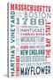 Massachusetts - Typography-Lantern Press-Stretched Canvas