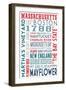 Massachusetts - Typography-Lantern Press-Framed Art Print