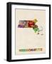 Massachusetts Watercolor Map-Michael Tompsett-Framed Art Print