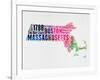 Massachusetts Watercolor Word Cloud-NaxArt-Framed Art Print