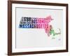 Massachusetts Watercolor Word Cloud-NaxArt-Framed Art Print