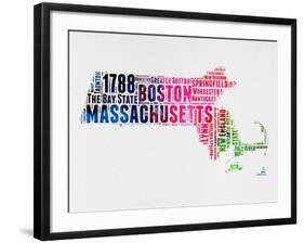 Massachusetts Watercolor Word Cloud-NaxArt-Framed Art Print