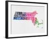 Massachusetts Watercolor Word Cloud-NaxArt-Framed Art Print
