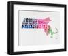 Massachusetts Watercolor Word Cloud-NaxArt-Framed Art Print