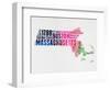 Massachusetts Watercolor Word Cloud-NaxArt-Framed Art Print