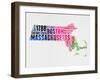 Massachusetts Watercolor Word Cloud-NaxArt-Framed Art Print