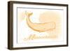 Massachusetts - Whale - Yellow - Coastal Icon-Lantern Press-Framed Art Print