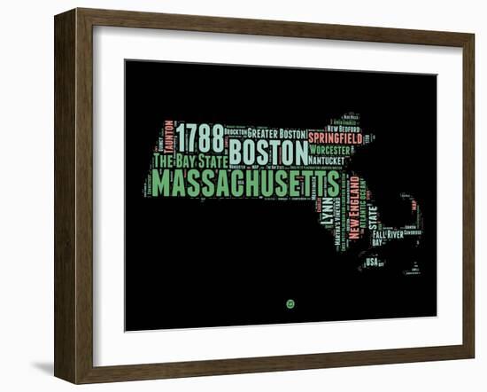 Massachusetts Word Cloud 1-NaxArt-Framed Art Print