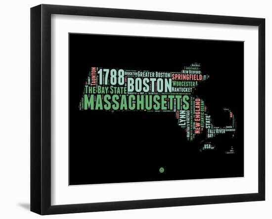 Massachusetts Word Cloud 1-NaxArt-Framed Art Print