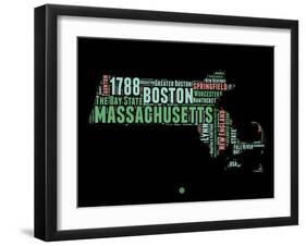 Massachusetts Word Cloud 1-NaxArt-Framed Art Print