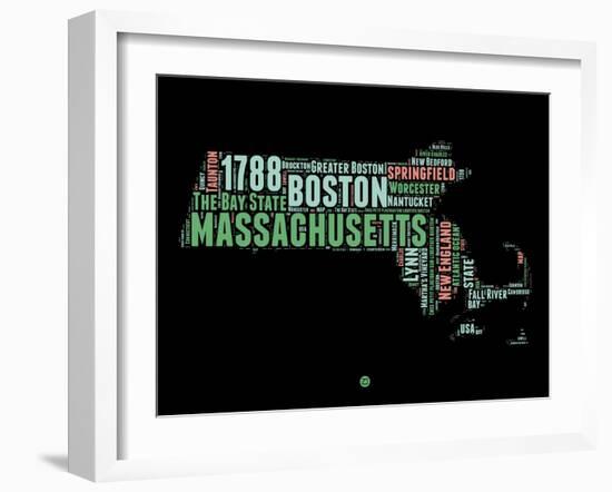 Massachusetts Word Cloud 1-NaxArt-Framed Art Print