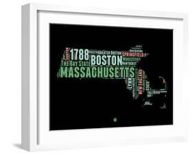 Massachusetts Word Cloud 1-NaxArt-Framed Art Print