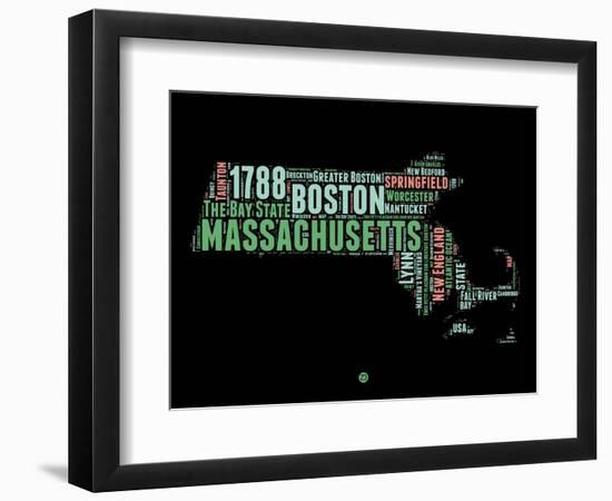 Massachusetts Word Cloud 1-NaxArt-Framed Art Print