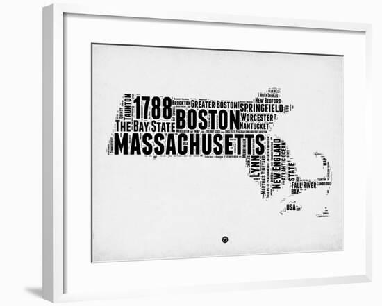 Massachusetts Word Cloud 2-NaxArt-Framed Art Print