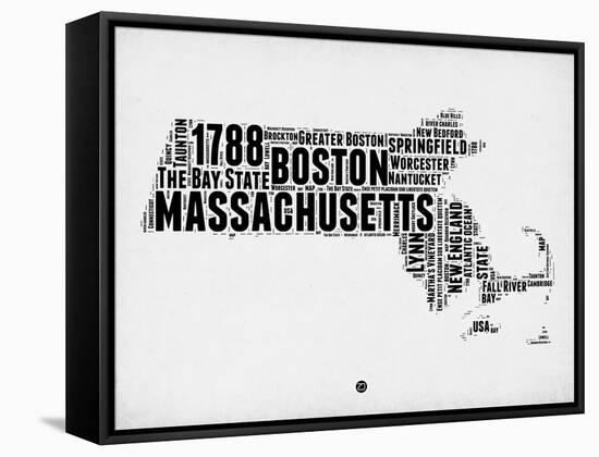 Massachusetts Word Cloud 2-NaxArt-Framed Stretched Canvas