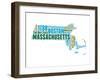 Massachusetts Word Cloud Map-NaxArt-Framed Art Print