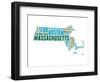 Massachusetts Word Cloud Map-NaxArt-Framed Art Print