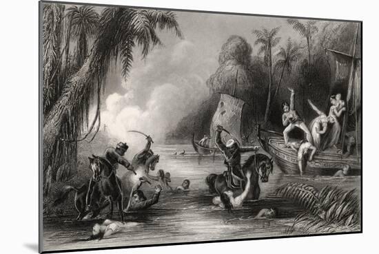 Massacre in the Boats Off Cawnpore in 1857, from 'The History of the Indian Mutiny', Published in…-English School-Mounted Giclee Print