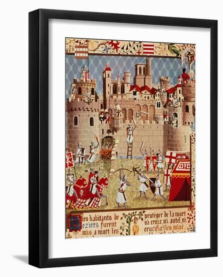 Massacre of Citizens of Beziers, France, in 13th century Albigensian Crusade Ordered by Pope Innoce-null-Framed Giclee Print