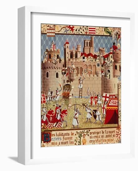 Massacre of Citizens of Beziers, France, in 13th century Albigensian Crusade Ordered by Pope Innoce-null-Framed Giclee Print