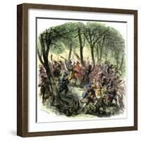 Massacre of Mohawks by New Netherland Governor Kieft, c.1640-null-Framed Giclee Print