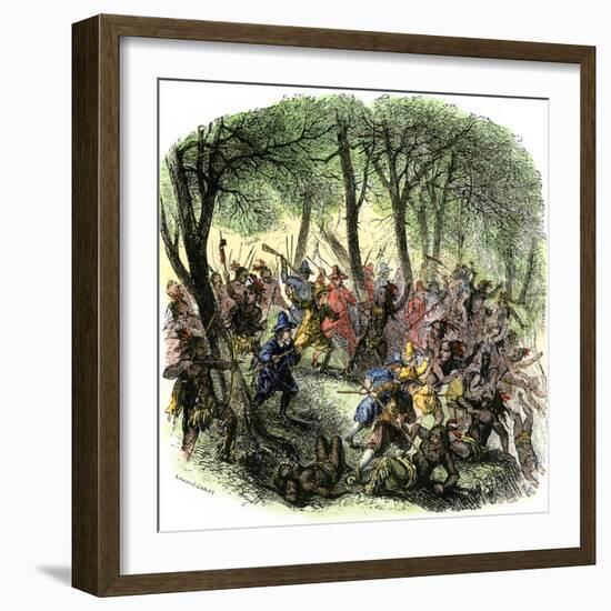 Massacre of Mohawks by New Netherland Governor Kieft, c.1640-null-Framed Giclee Print