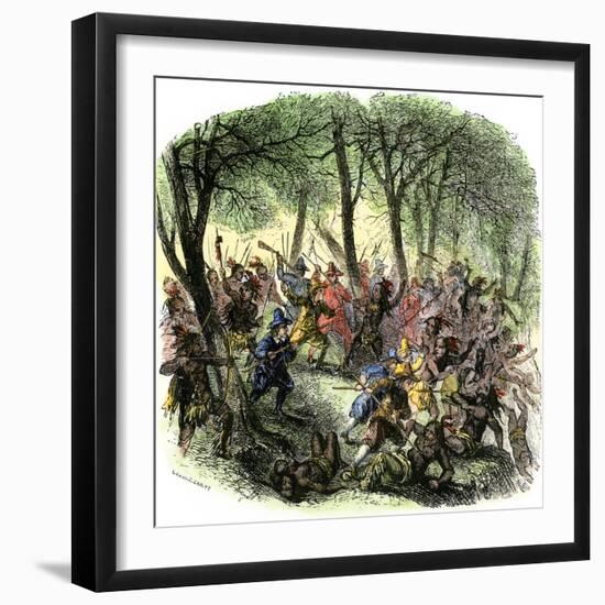 Massacre of Mohawks by New Netherland Governor Kieft, c.1640-null-Framed Giclee Print